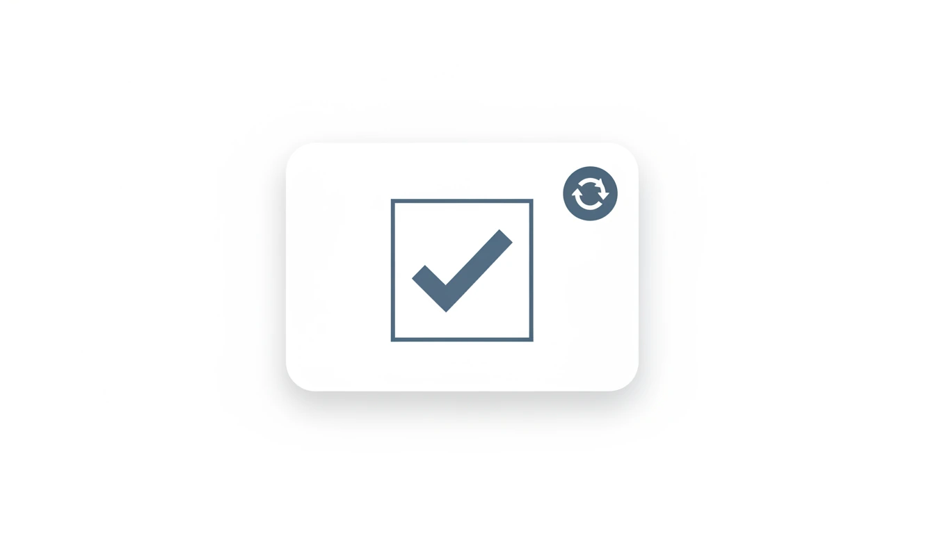 En sjekkboksramme med et hakemerke og en badge med et gjentaksymbol viser en oppgave som er avgrenset og gjentakbar