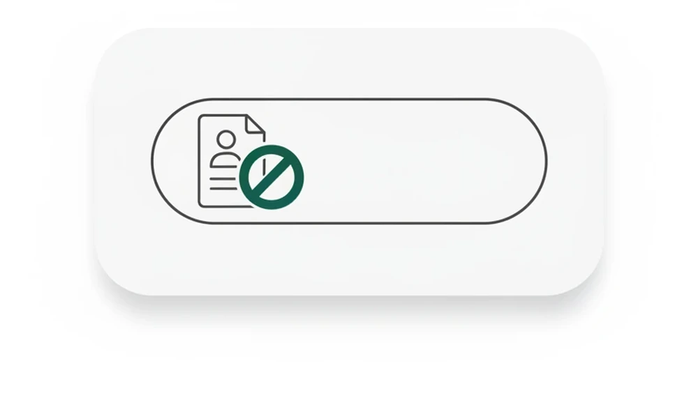En sperrestrek over et persondokumentikon i et chatfelt viser hvilken type informasjon du aldri bør skrive inn