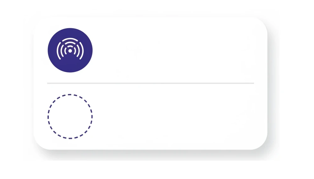 Et kort med to rader, et fylt signalikon øverst og et tomt sirkelomriss nederst, illustrerer tabellens to typer empati